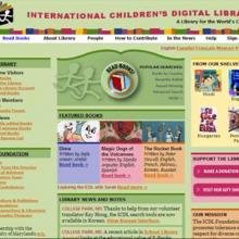 Home page of a free online library, showing the kinds of story books children are reading with their librarians and teachers. 