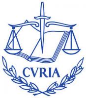 Logo of the ECJ ECJ logo with an open book, a scales and the word 'Curia'.