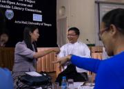 Students at an open access workshop at a Myanmar university.