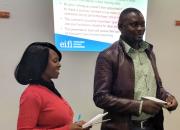 Two Zambian public librarians giving a presentation during a training of trainers workshop organised by EIFL in May 2019.