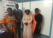 Left to right, Dr Soro Ngolo Aboudou's assistant; Dr Soro Ngolo Aboudou, Secretary General of the Ivorian National Commission for UNESCO; Cécile Coulibaly, EIFL Country Coordinator; Ouffouet Ahou Marie-Claire Allou, EIFL Copyright Coordinator.
