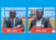 Dick Kawooya, left, and Desmond Oriakhogba, authors of the report, at the 42nd meeting of WIPO's Standing Committee on Copyright and Related Rights. Photos by WIPO.