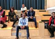 The six young African library innovators in the Dokk1 conference hall: back row, from left - Claret Misika (Namibia), Constance Chilipa (Zambia), Jemmimah Maragwa (Kenya), Hayford Siaw (Ghana). Seated, in front, Kennedy Rutoh (Kenya), Mary Mamba (Zambia).