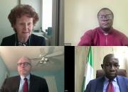 Screenshot from video recording, clockwise from top left, EIFL’s Teresa Hackett introduces speakers Dr Desmond Oriakhogba, Associate Professor, University of the Western Cape, South Africa, Dr John O. Asein, Director-General, Nigerian Copyright Commission, and Jonathan Band PLLC.