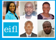 IYALI 2023 participants, clockwise from top left, Aune Ndapewa Naambo Iyambo, Kiriinya Franklin Mutuma, Ruth Bulyaba, Evans Korletey-Tene and Mathew Olowo.