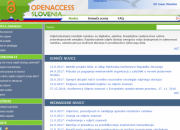 Screen shot of the Slovenia open access web portal home page.