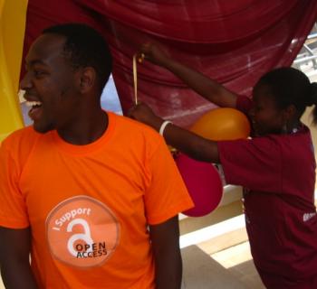 Students celebrate Open Access Week at the Catholic University of Eastern Africa in Kenya Photo credit: Jane - CUEA.