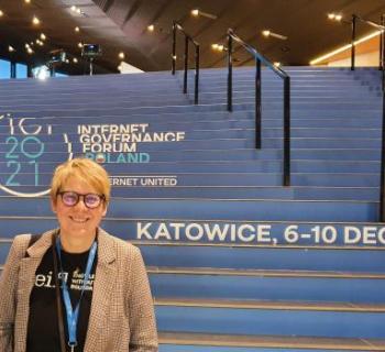 EIFL-PLIP Manager Ramune Petuchovaite onsite at the IGF2021 in Katowice, Poland.