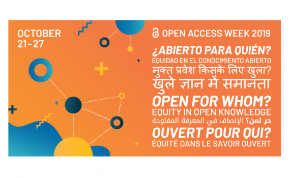 OA Week 2019 poster, advertising the theme, Open for Whom?
