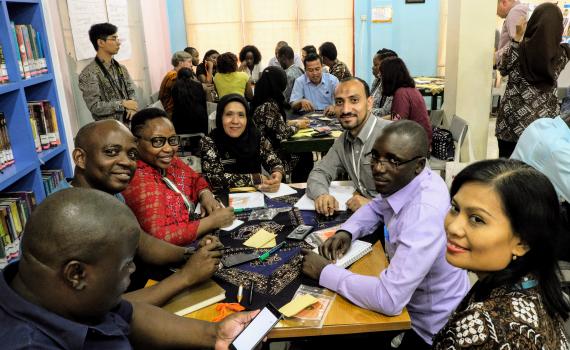 A group of participants in IYALI 2018 at an unconference session in Yogyakarta City Library, Indonesia.