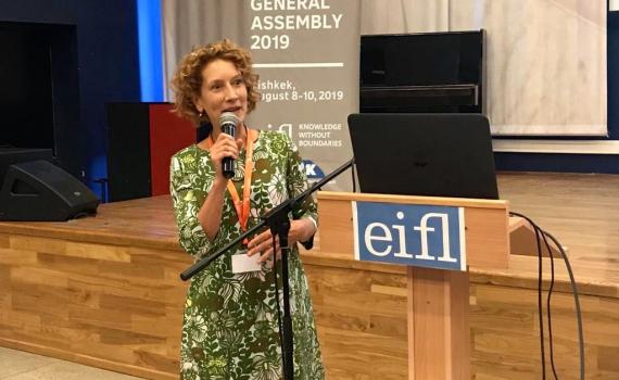 Colleen Campbell, of OA2020 presenting at the EIFL General Assembly. Colleen Campbell, of OA2020 presenting at the EIFL General Assembly.