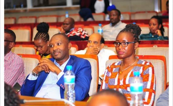 EIFL Open Access Coordinator for Tanzania, Paul Muneja, left, and colleagues at the STICE2023 Conference organized by the Tanzania Commission for Science and Technology (COSTECH) with assistance from the Ministry of Education