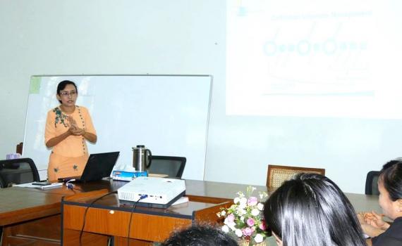 Trainer Myat Sann Nyein conducting training.