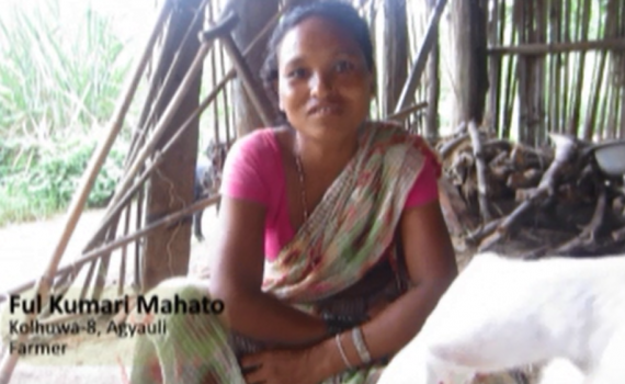 A vegetable farmer in her house.