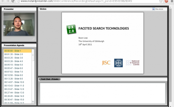 In picture: Mr. Boon Low is giving an online presentation on faceted search tools