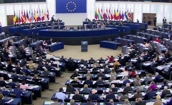 Members of the European Parliament gather in Strasbourg on 26 March 2019 to adopt a Directive on copyright in the Digital Single Market. Members of the European Parliament gather in Strasbourg on 26 March 2019 to adopt a Directive on copyright in the Digital Single Market.