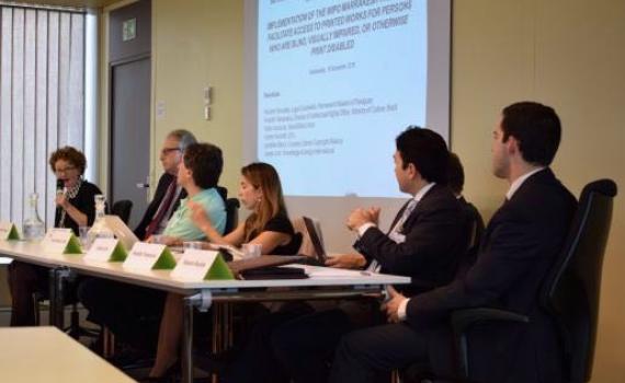 People sitting at a table, discussing the Marrakesh Treaty.