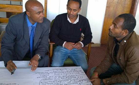 Research administrators from Addis Ababa University discuss the open access policy wording Research administrators from Addis Ababa University discuss the open access policy wording